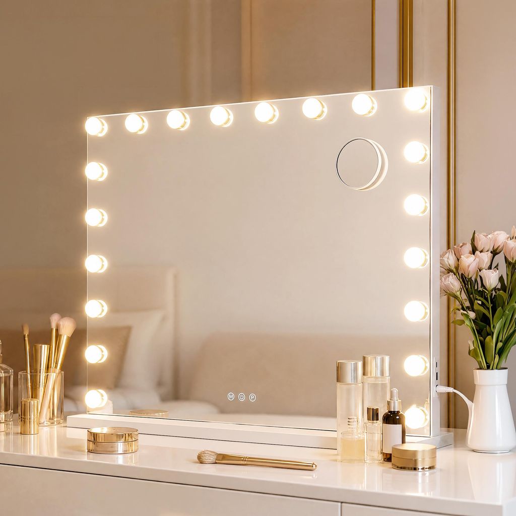 SONGMICS Kosmetikspiegel mit Beleuchtung, 15 LEDs, Dimmbar, Produktbild 