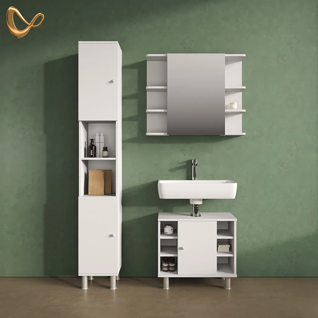 Livinity Mobile bagno alto Fucino, 30 x 190 cm, Bianco/Bianco