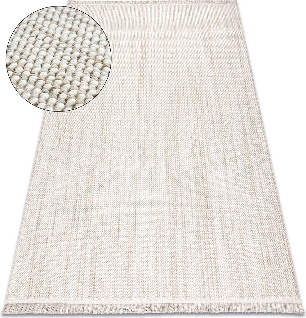 Teppich NANO EO78A Melange, Schlinge, flach gewebt weiß / beige beige 160x220 cm