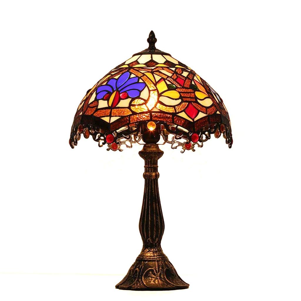 Lampada da tavolo barocca Tiffany in vetro colorato, Immagine del prodotto 