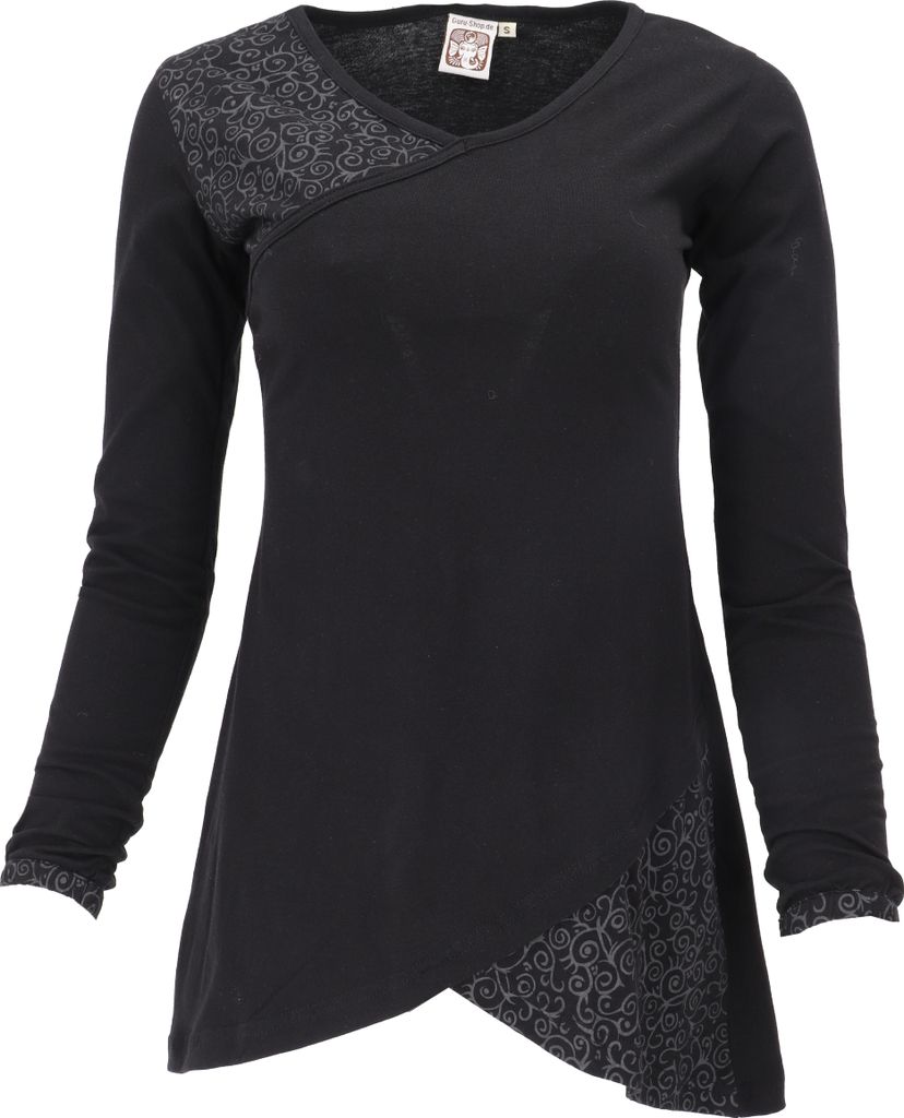 Hippie Minikleid Boho Chic, Tunika - Schwarz, Damen, Baumwolle, Größe: S