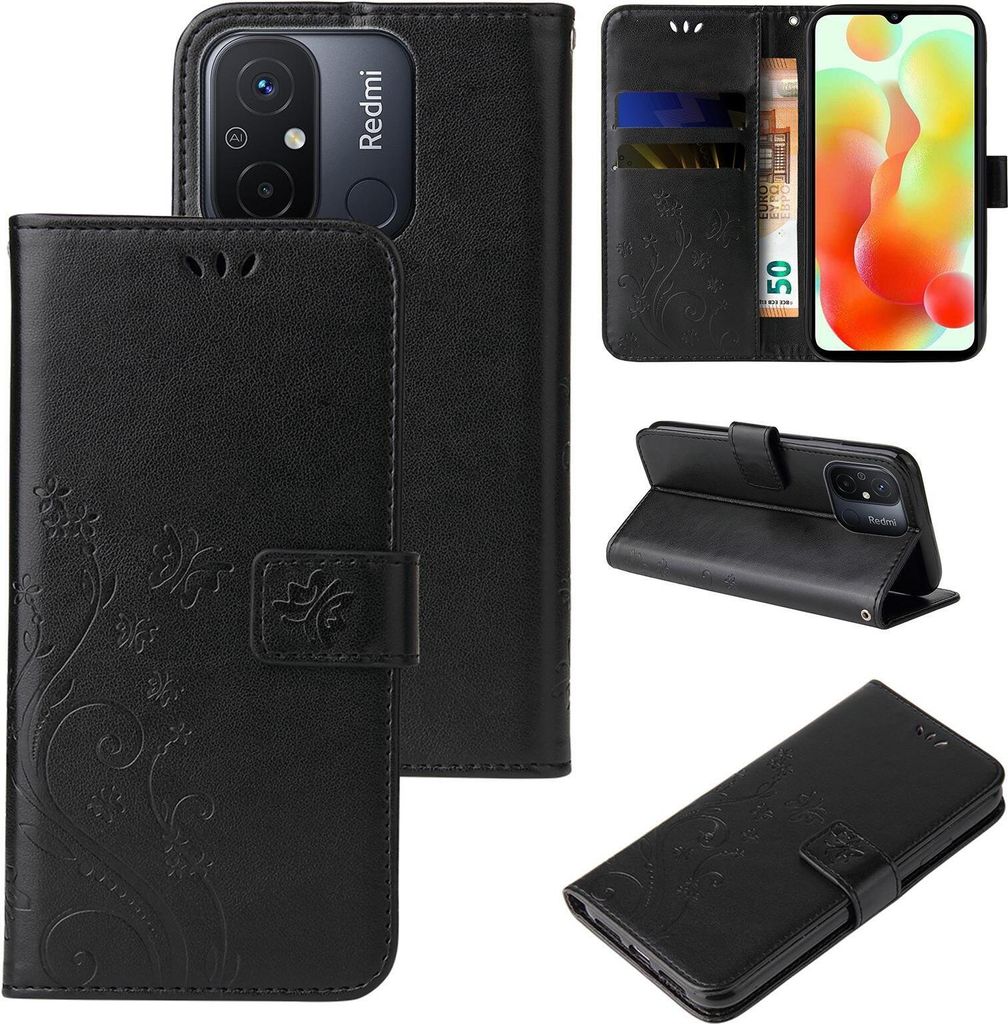 Handyhülle für Xiaomi Redmi 12C Floral Blumen Schmetterling Produktbild 