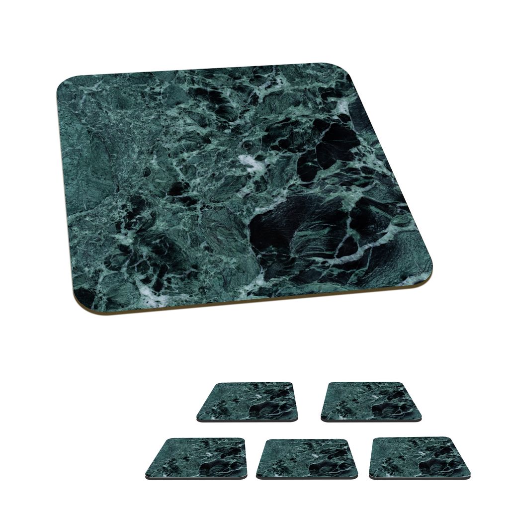 KitchenYeah Glasuntersetzer Quadratisch 6er Set Marmor - Stein - Textur - Marmoroptik - Design 10x10 cm Untersetzer für Gläser - Getränkeunte...