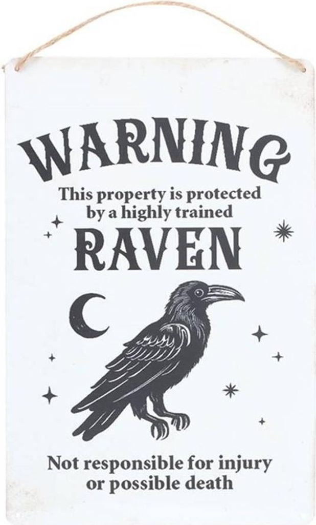 Something Different - Hängeschild "Protected By A Raven" SD9877 (Einheitsgröße) (Schwarz/Silber)