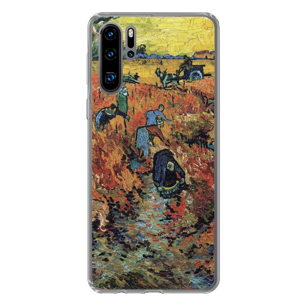 MuchoWow Handyhülle Schutzhülle Hülle für Huawei P30 Pro Der rote Weinberg - Vincent van Gogh Silikon Softcase Handy Hülle - Schutzdeckel