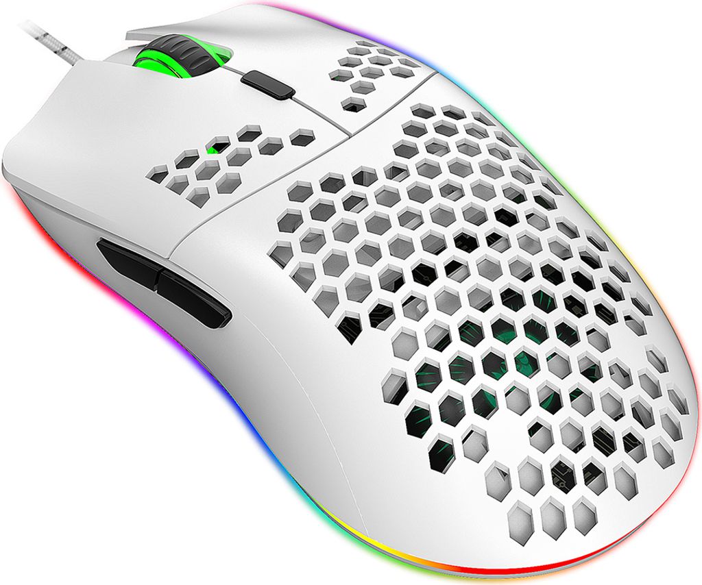 HXSJ J900 Kabelgebundene Maus, Gaming-Maus, Optisch, Ergonomische Maus, 6400 DPI, USB, Weiß