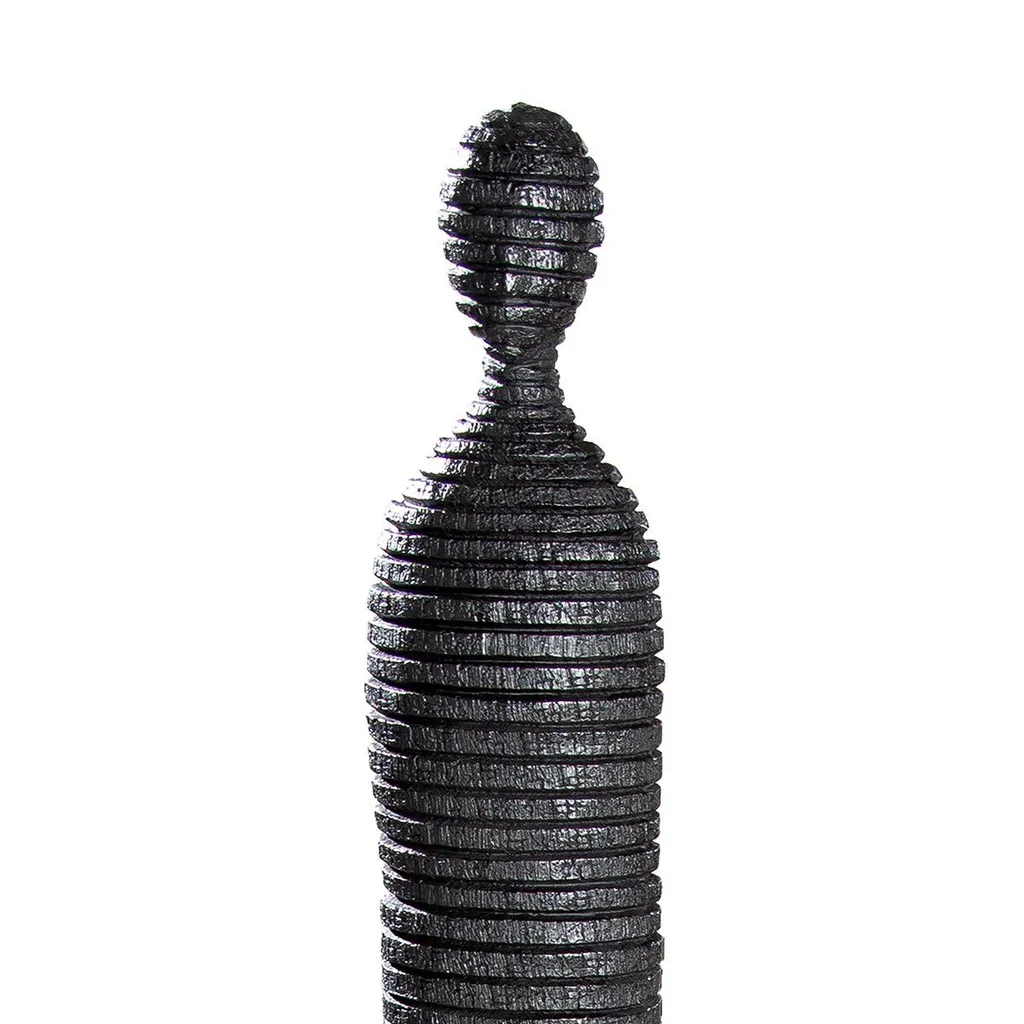 Grande statue décorative moderne Lorient noire en résine - H 134 cm