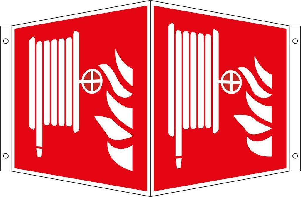 Brandschutz-Winkelschild "Löschschlauch", für Innen- und Außenbereiche, in verschiedenen Größen verfügbar, Maße 20 x 20 cm, Material Alumini...