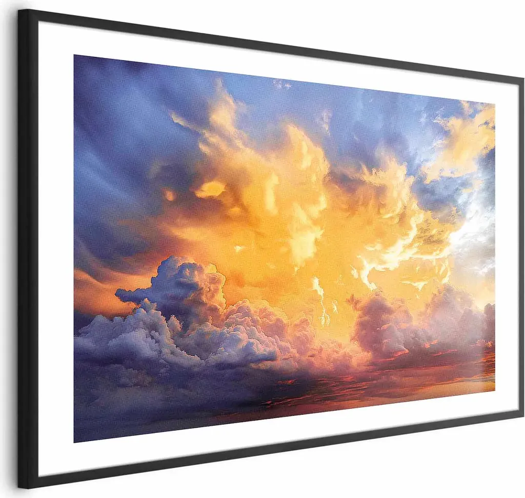Poster del tramonto 60x40 cm con cornice nera con margine