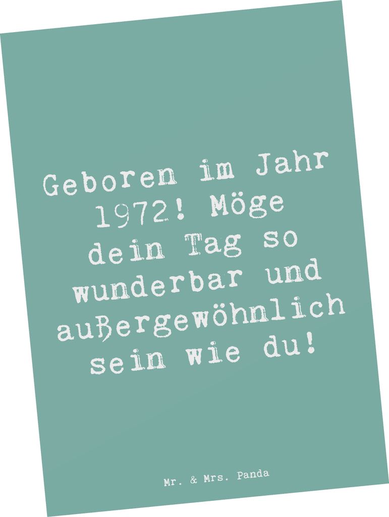 Mr. & Mrs. Panda Grußkarte Spruch 1972 Geburtstag - Meeresbrise - Geschenk, magische Momente, Postkarten, bildkarte, Kunstkarten, Geburtstagsgesch...