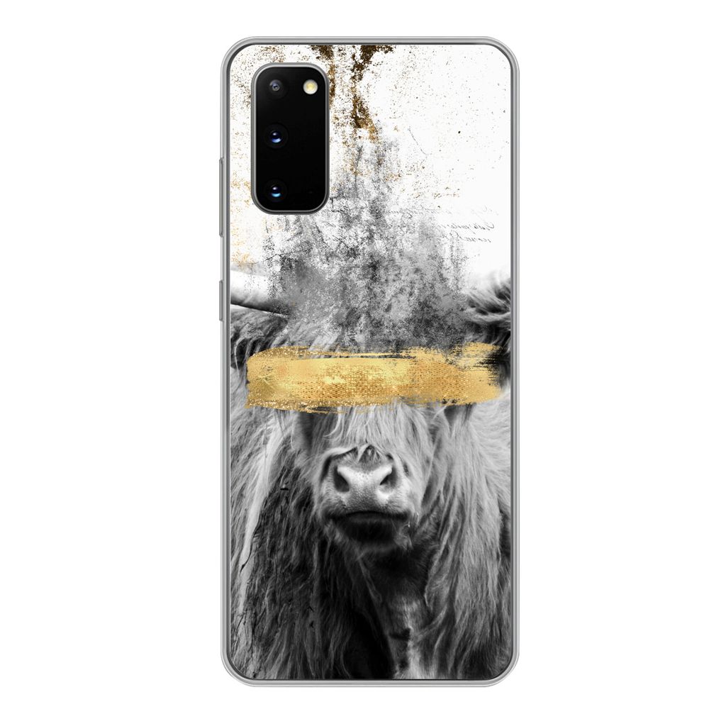 MuchoWow Handyhülle Schutzhülle Hülle für Samsung Galaxy S20 Schottischer Highlander - Gold - Abstrakt Silikon Softcase Handy Hülle - Bild