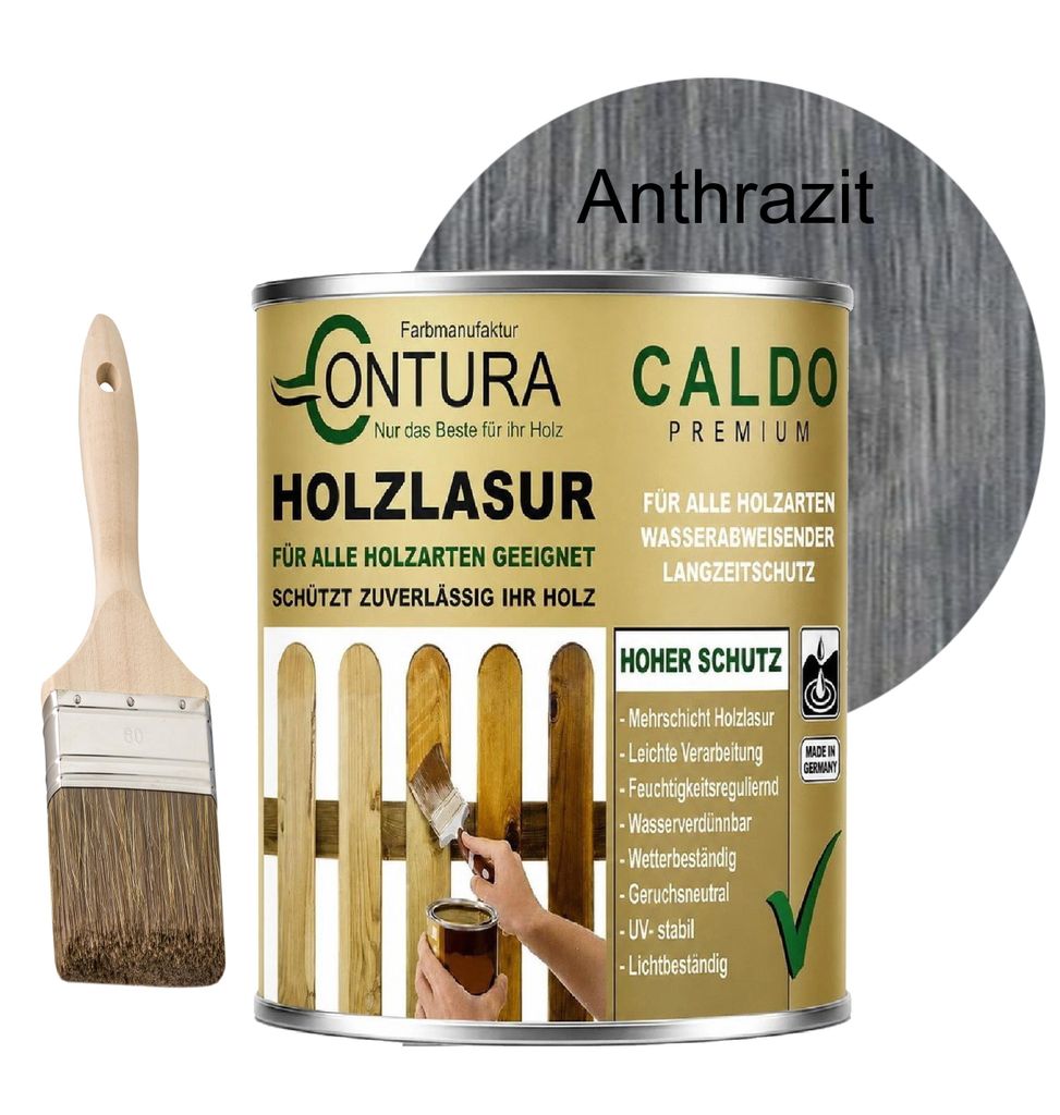 2,5Liter  - Holzlasur Dickschichtlasur Set + Pinsel 2in1 Produktbild 
