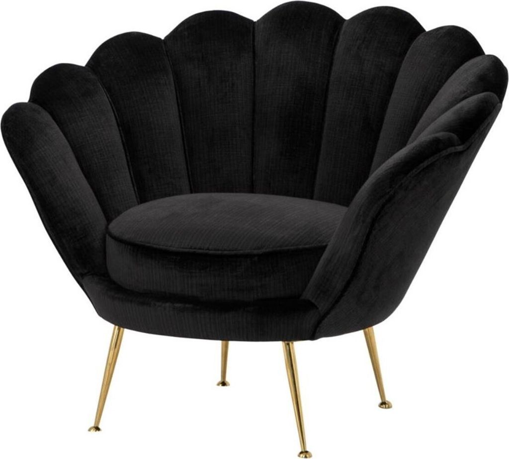 Casa Padrino Luxus Sessel Schwarz / Messing 96,5 x 79 x H. 78 cm - Designer Hotel Möbel