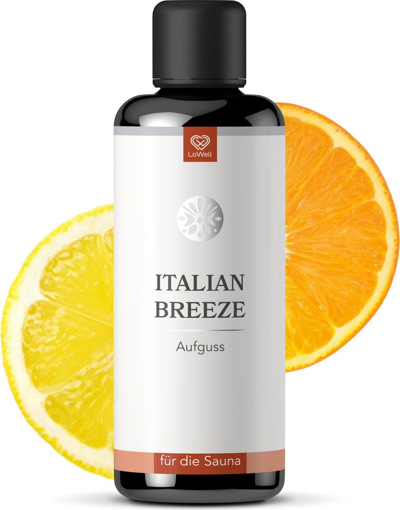LoWell 100ml Saunaaufguss Italian Breeze - Das Sauna Zubehör Aufgussmittel für Sauna und Dampfbad - Ätherische Öle Sauna Aufguss Konzentrat -...