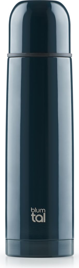 Blumtal Thermosflasche 1L Blau – BPA-frei, auslaufsicher, Edelstahl, Thermoskanne für warm & kalt