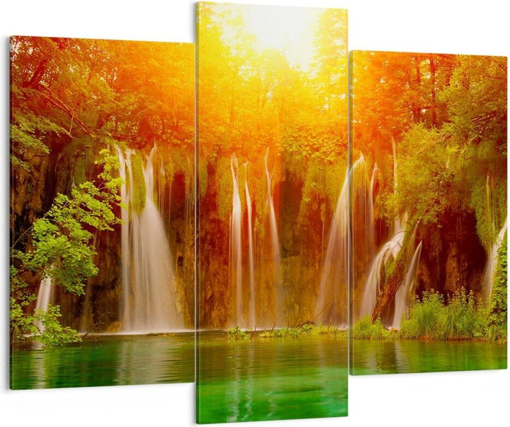 Bild auf Leinwand - Leinwandbild - Kroatien nationalpark wasserfall - 130x100cm - Wand Bild - Wanddeko - Leinwanddruck - Bilder - Kunstdruck - Lein...