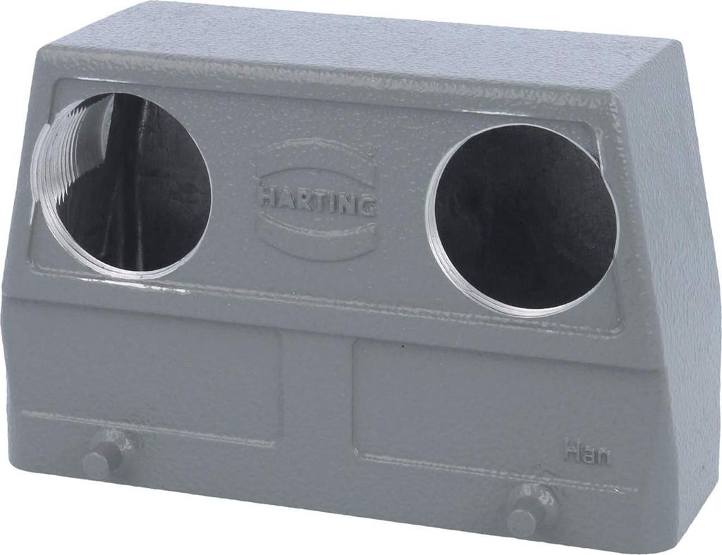 HARTING Han 24B Tüllengehäuse hoch, 2xM32 Front Kabelabgang, für 2 Bügel (am Unterteil) Verschraubung M32 Klemmbereich