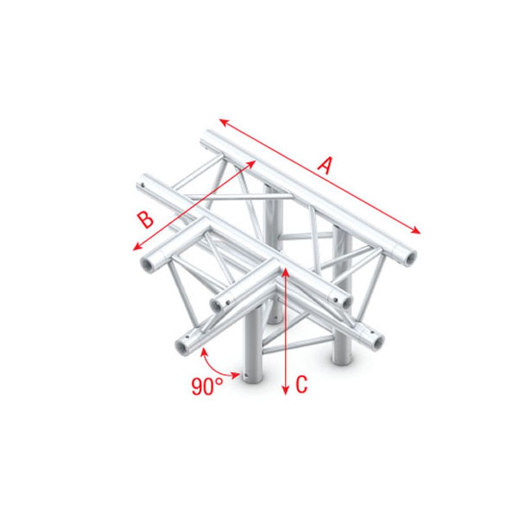 Milos Pro-30 Triangle F Truss - T-Cross + down 4-way - 71 cm ATF42 - 90° corner
