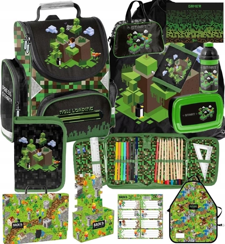 Zaino scolastico MINECRAFT in 12 pezzi, zaino ergonomico Immagine del prodotto 