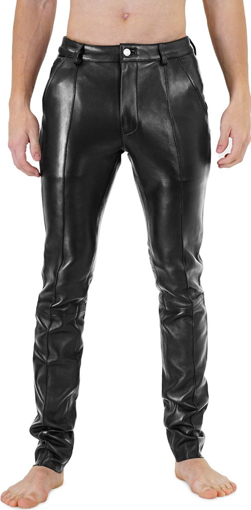 Bockle 2024 STRETCH Chino Herren Lederhose Lederjeans Echtleder , W36/L36