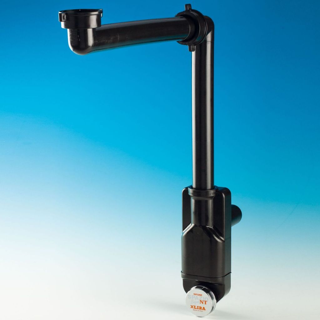 Raumspar-Siphon Bad, Rev.-Öffnung, 32-40mm, schwarz