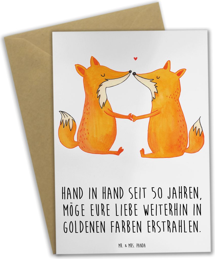 Mr. & Mrs. Panda valentinstagskarte 50. Hochzeitstag Goldene Hochzeit - Weiß - Geschenk, hochzeitskarten, Klappkarte, einladungskarten, osterkarte...