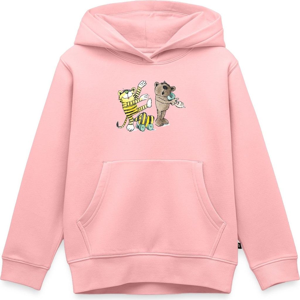 Spreadshirt Janosch Tiger und Freunde Machen Musik Kinder Premium Hoodie, 110/116 (4 Jahre), Rosa