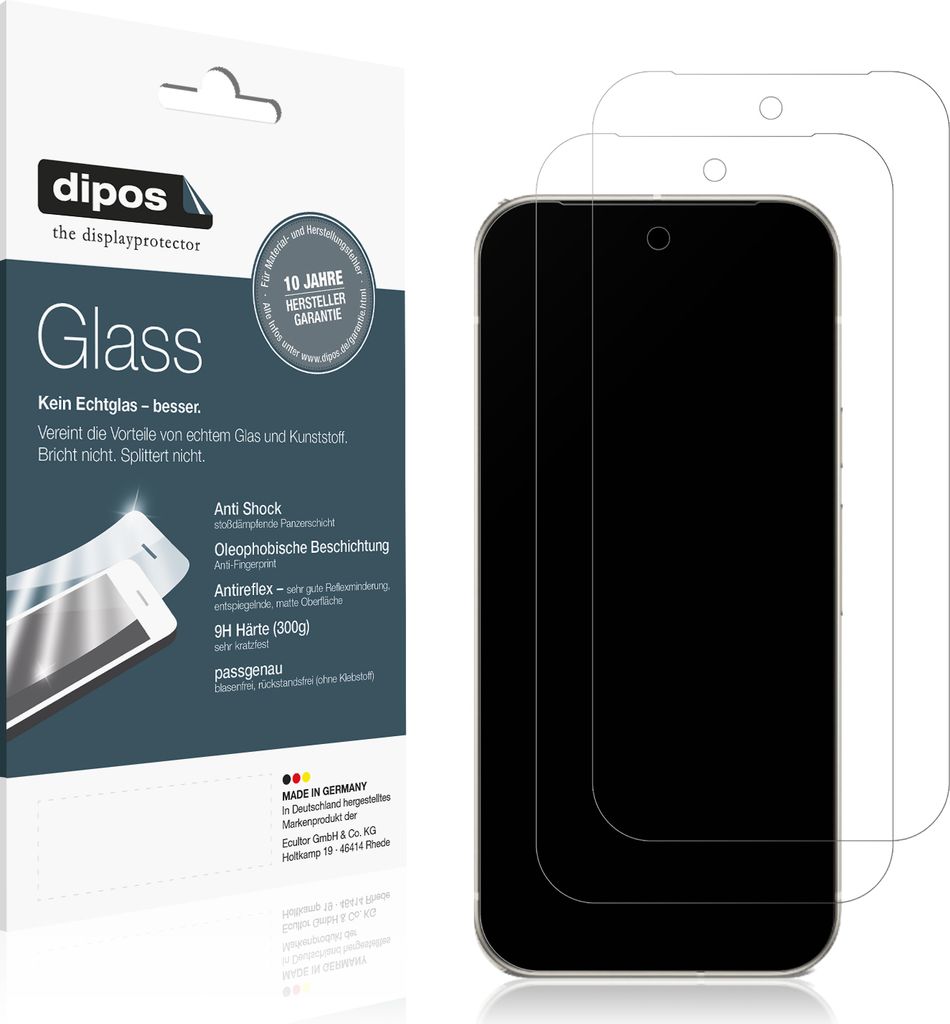 2x Schutzfolie für Google Pixel 9a matt - Anti-Shock 9H Folie dipos Glass Kunststoffglas