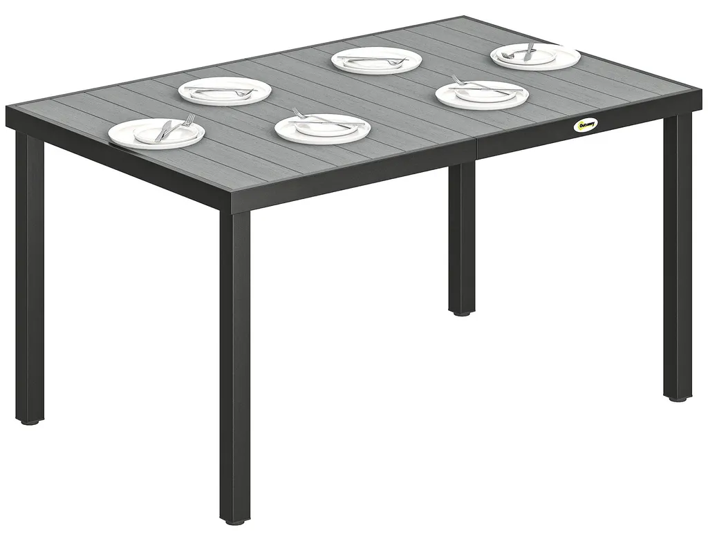 Table à Manger d'Extérieur pour Terrasse en Métal Gris 140x90 cm