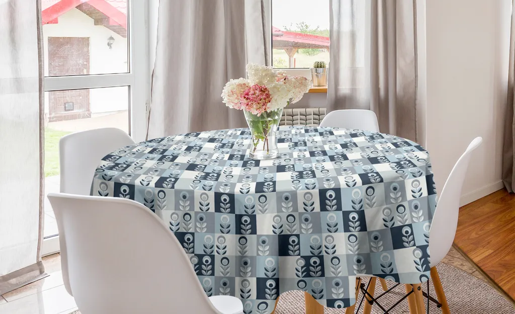 Tovaglia Rotonda 150 cm ABAKUHAUS Poliestere Satin Retro Nordic