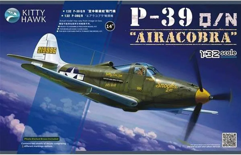 Maquette P-39 Kitty Hawk KH32013 sans défaut d'ajustement au 1/32
