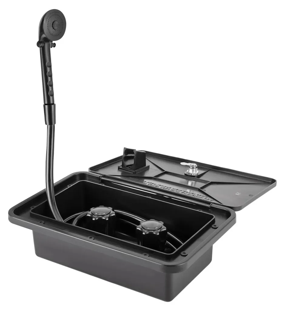 Douche Extérieure Camping-car et Bateau Kit Complet Verrouillable Noir