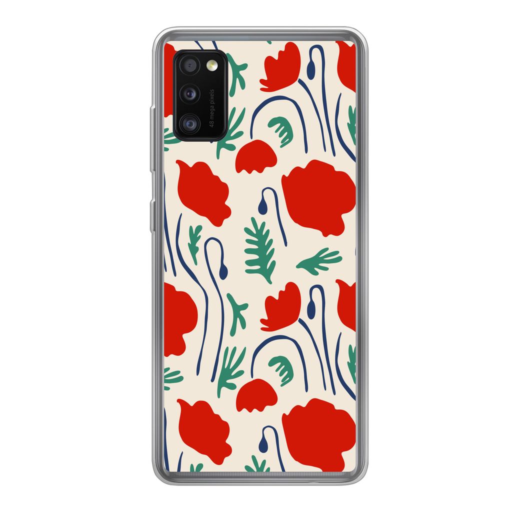 MuchoWow Handyhülle Schutzhülle Hülle für Samsung Galaxy A41 Blumen - Rose - Muster Silikon Softcase Handy Hülle - Mobiltelefon