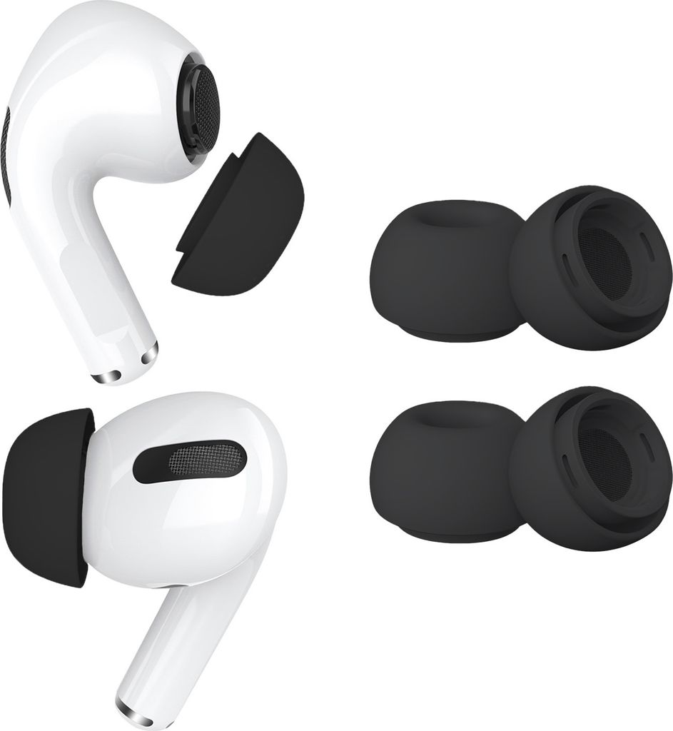 MMOBIEL 2 Paar Ersatz-Ohrstöpsel für AirPods Pro - Silikon Ohrstöpsel Spitzen M –Schwarz