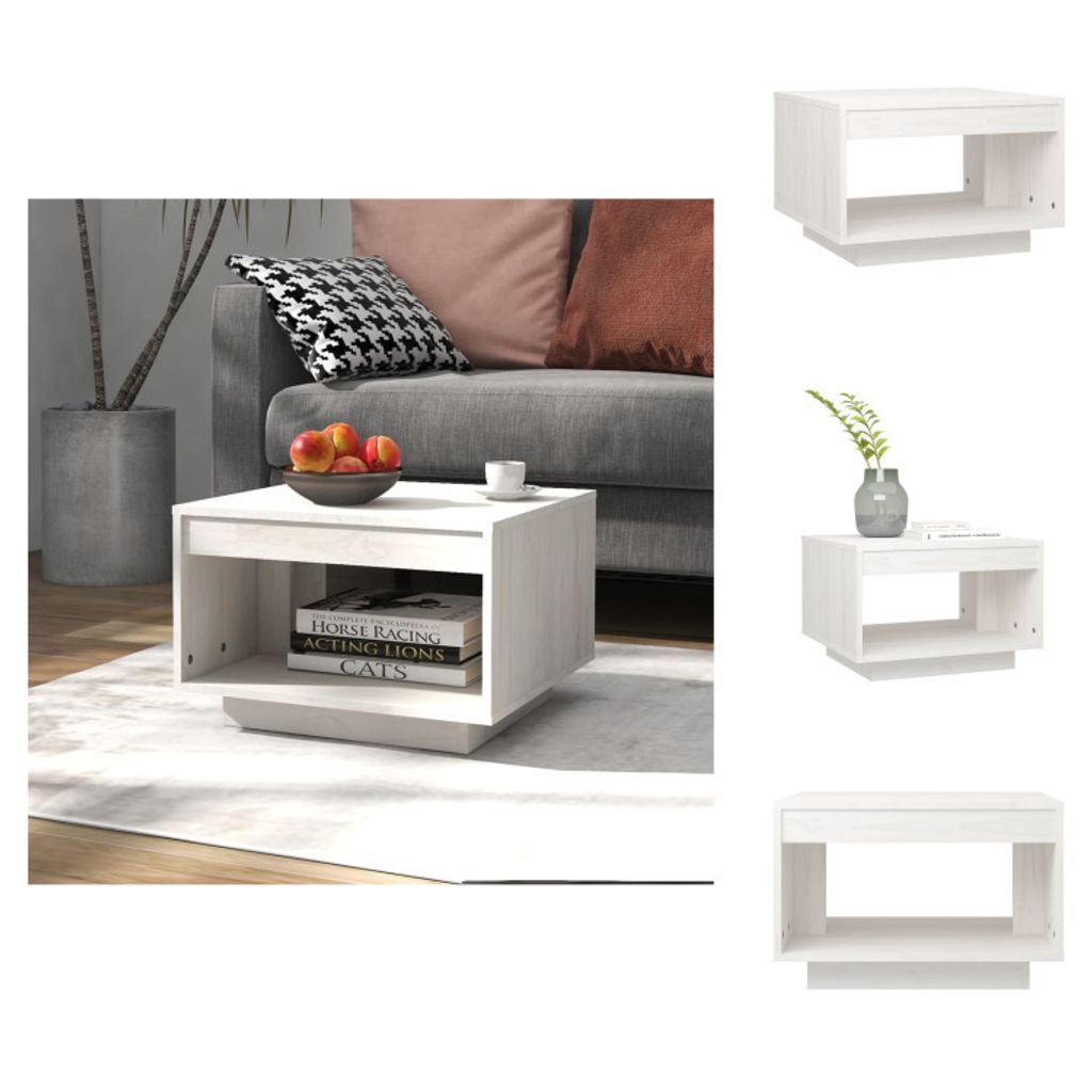 vidaXL Couchtisch Weiß 50x50x33,5 cm Massivholz Kiefer - Couchtische