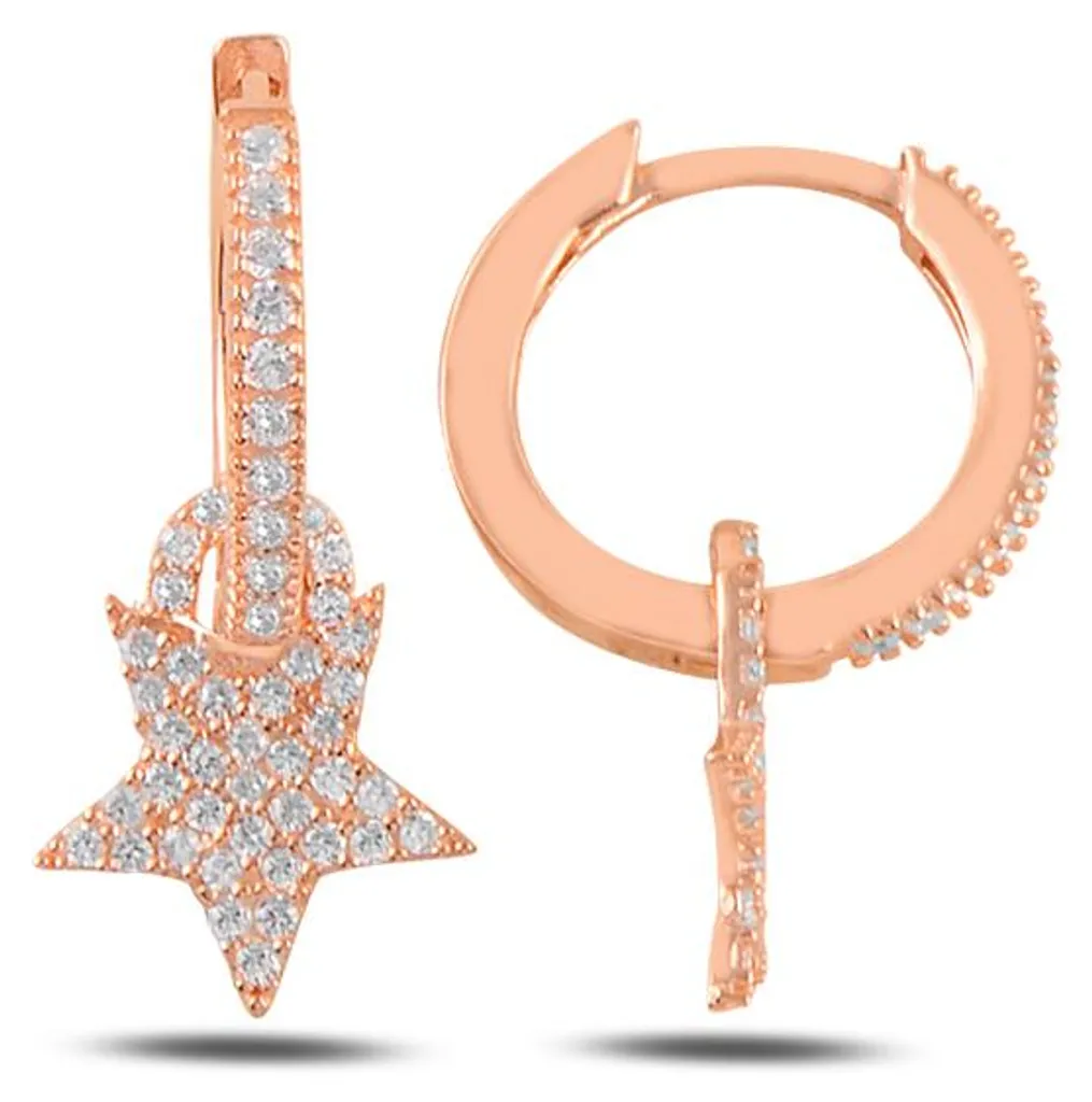 Créoles Étoile Argent Anti-Allergie : Brillance Rose Gold sans Irritation
