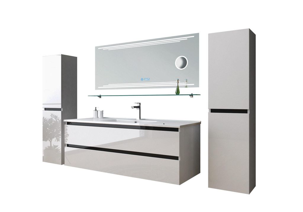 Badmöbel-Set Badmöbel-Set Dennizz badmöbel Set Weiß Kosmetik Spiegel 120 cm
