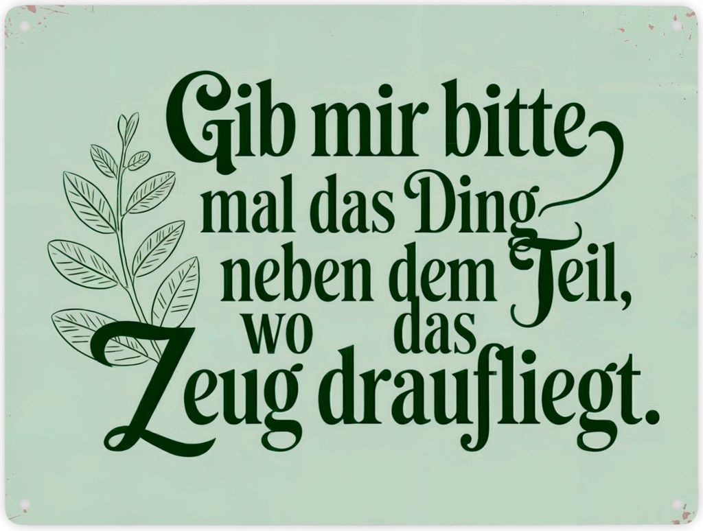 Gib mir das DING neben dem Teil- Humorvolles Metallschild XXL in 28x38 cm