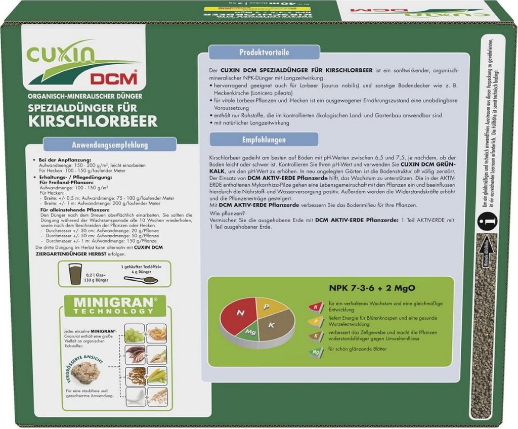 CUXIN DCM Kirschlorbeerdnger 3 kg Dnger