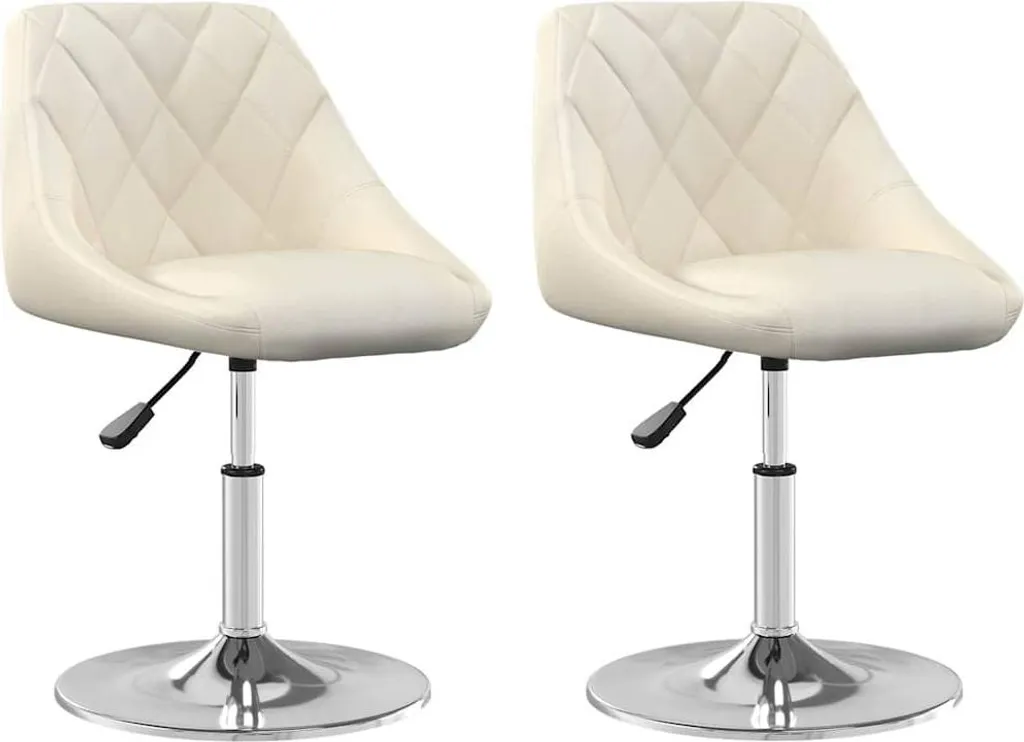 vidaXL Sedie da pranzo 2 pz. Girevoli in velluto crema