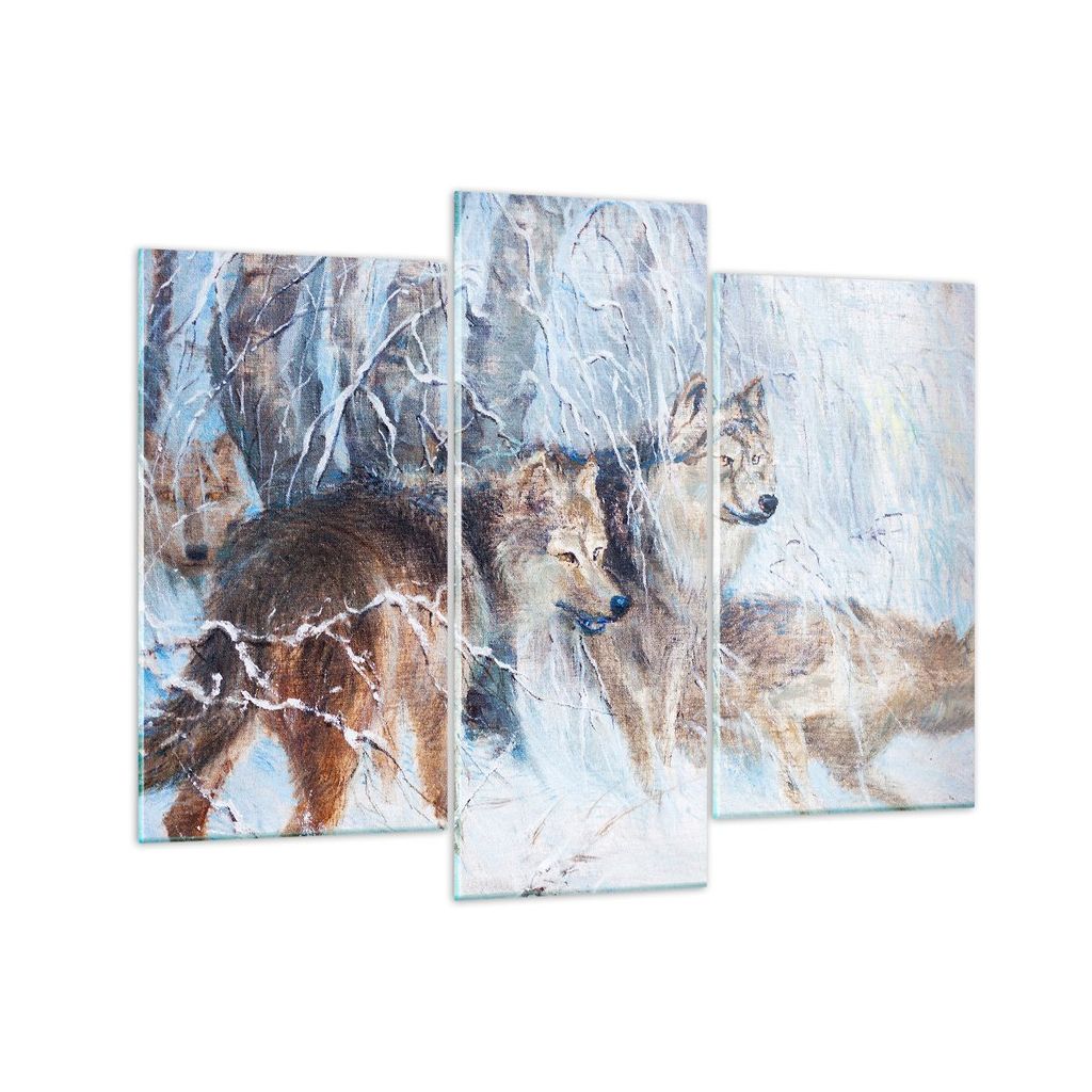 Bilder auf glas - Wolf Tier Wald - 130x100cm - Glasbilder - Wandbilder - Kunstdruck - zum Aufhängen bereit - Wanddekoration aus Glas - Glas Bilder...