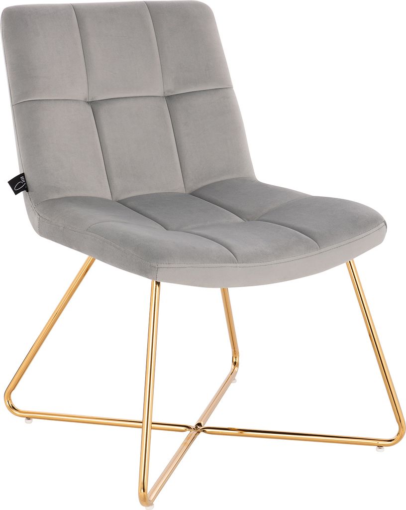 SVITA LYNN Loungesessel Cocktailsessel Clubsessel Polsterstuhl ohne Armlehnen Goldene Beine Samt-Polster Grau