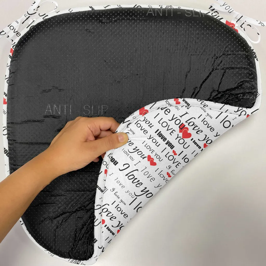 Coussin de Chaise Décoratif Imperméable à Sangles 40x40cm Design Cœurs - 2