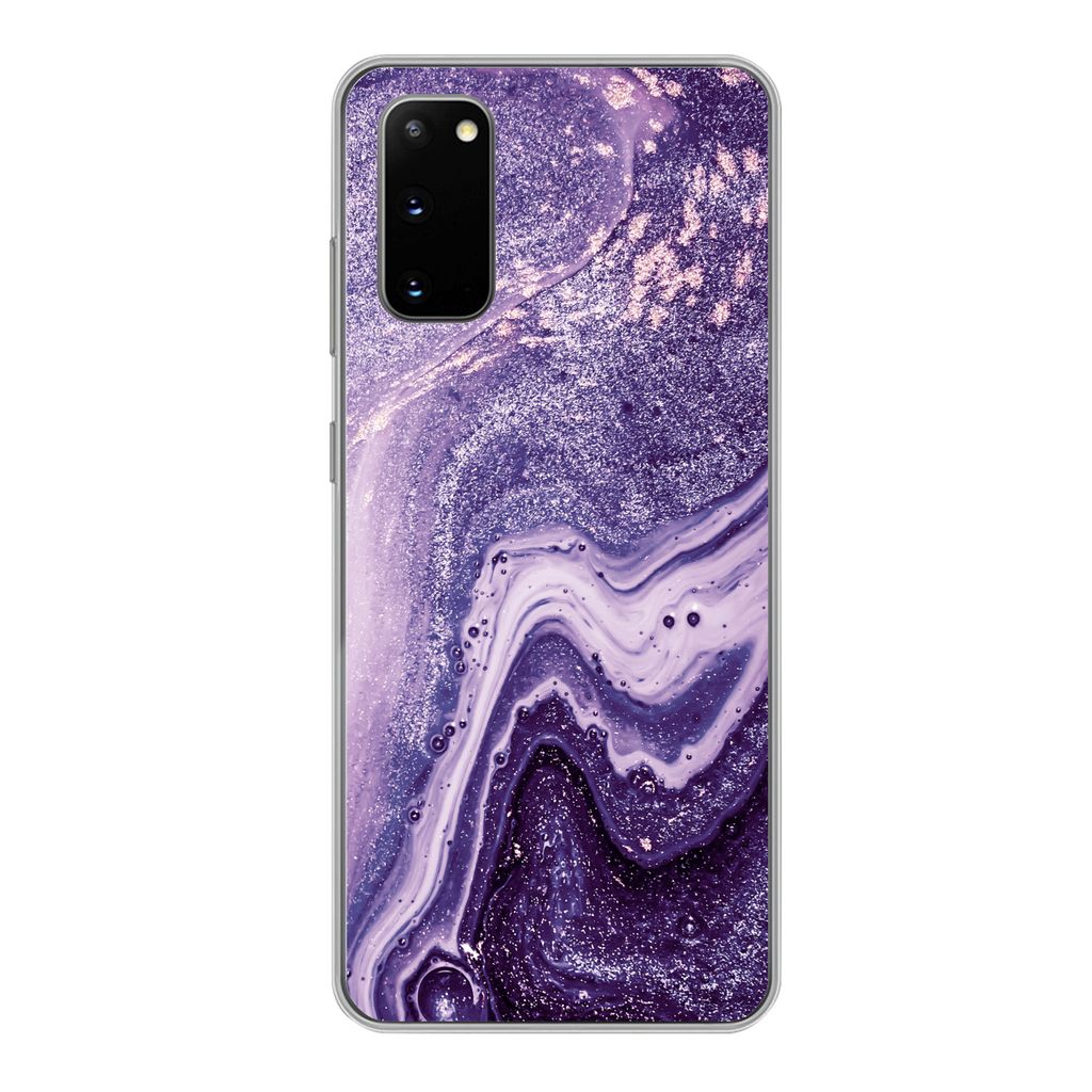 MuchoWow Handyhülle Schutzhülle Hülle für Samsung Galaxy S20 Naturstein - Glitzer - Luxus Silikon Softcase Handy Hülle - Bild
