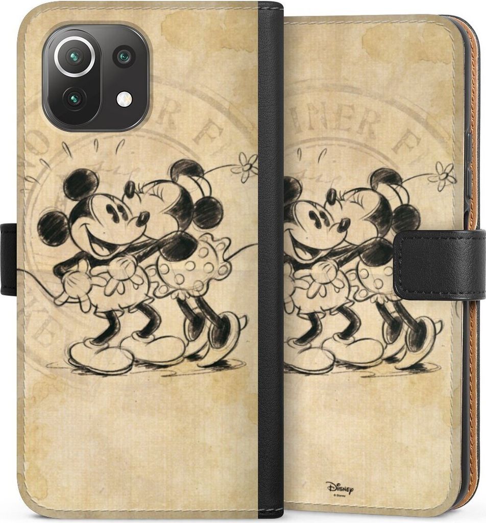 DeinDesign Klapphülle für Xiaomi Mi 11 Lite 5G Handytasche Lederhülle Tasche Mickey Mouse Minnie Mouse Vintage