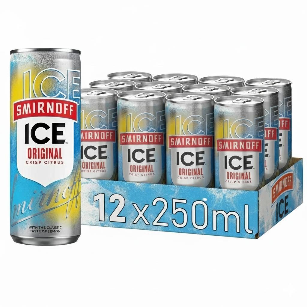Smirnoff Ice Vodka - 12 x 0,25L Dosen - Crisp Citrus Zitrone Wodka, Lemon Citron, Mixgetränk mit Wodka und Zitrone