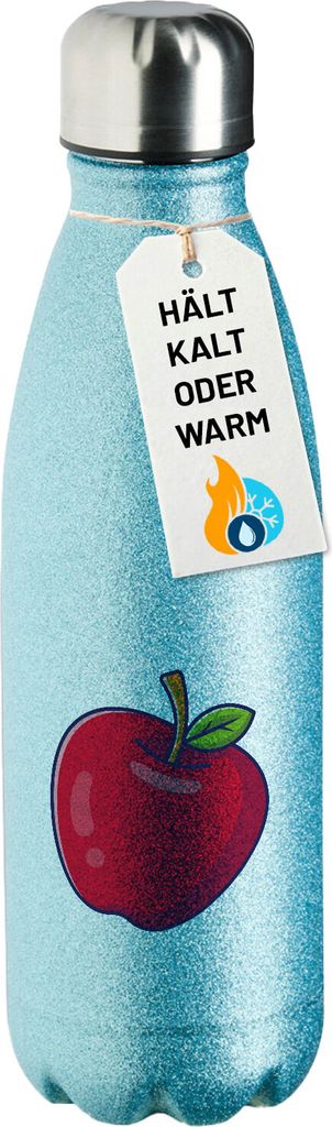 Huuraa Trinkflasche Apfel Comic 500ml Blue Edelstahl Wasserflasche Trinkflasche Geschenkidee