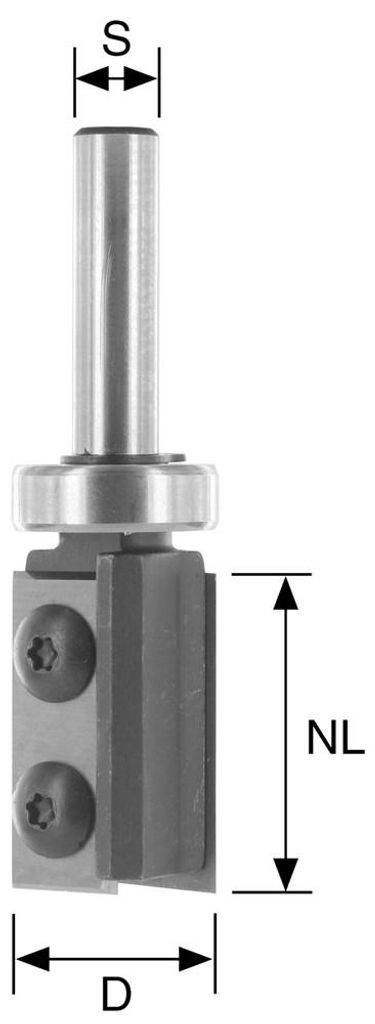 BRÜCK HW-WP-Bündigfräser Typ 386A Z2 D=22mm,NL=20mm,S=8mm Kula schafts. best. mit HW-WP 19,5x12x1,5 mm (#62020012) | 386A2202003