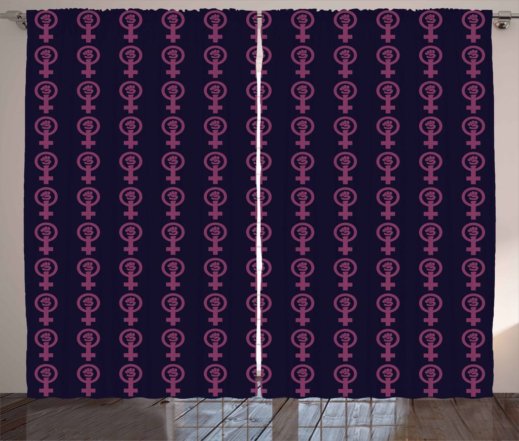 ABAKUHAUS Feminist Rustikaler Gardine, Venus Spiegel und Faust, Schlafzimmer Kräuselband Vorhang mit Schlaufen und Haken, 280 x 225 cm, Lila Taupe...