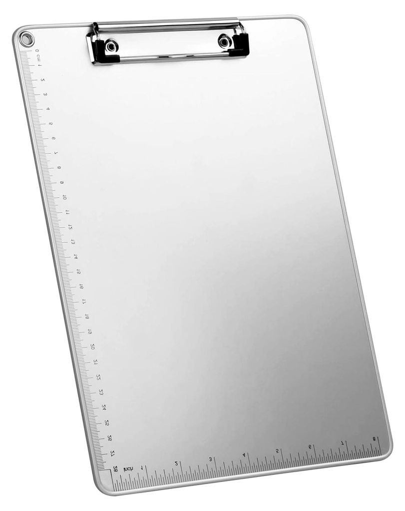 Metall Klemmbrett A4, Clipboard, Hartfaser Schreibbrett mit gummierter Metallklemme, Zwischenablage mit Aufhängeöse, Schreibmappe für Büro und ...